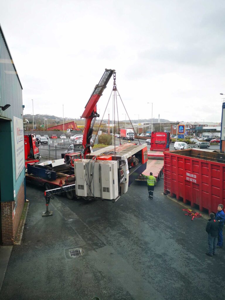 old machine being removed