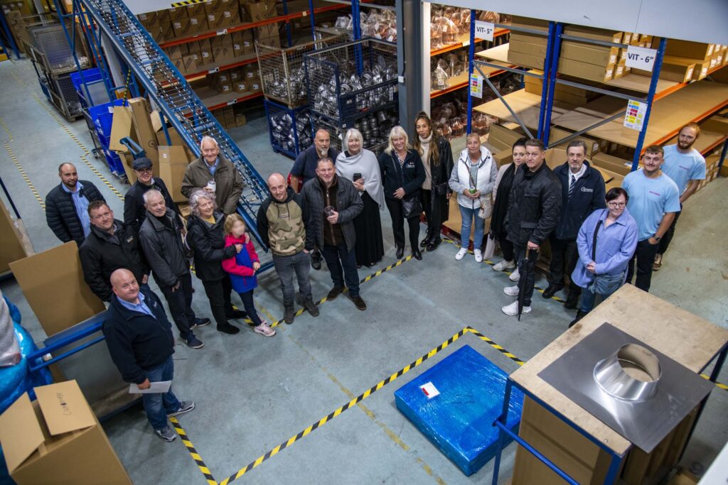 group of people in warehouse
