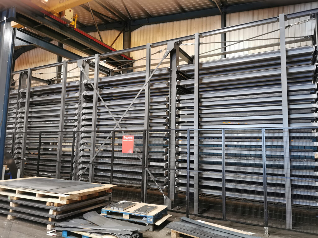 The Antil tower system which houses the majority of our steel ready to be cut on the 10kW fiber laser