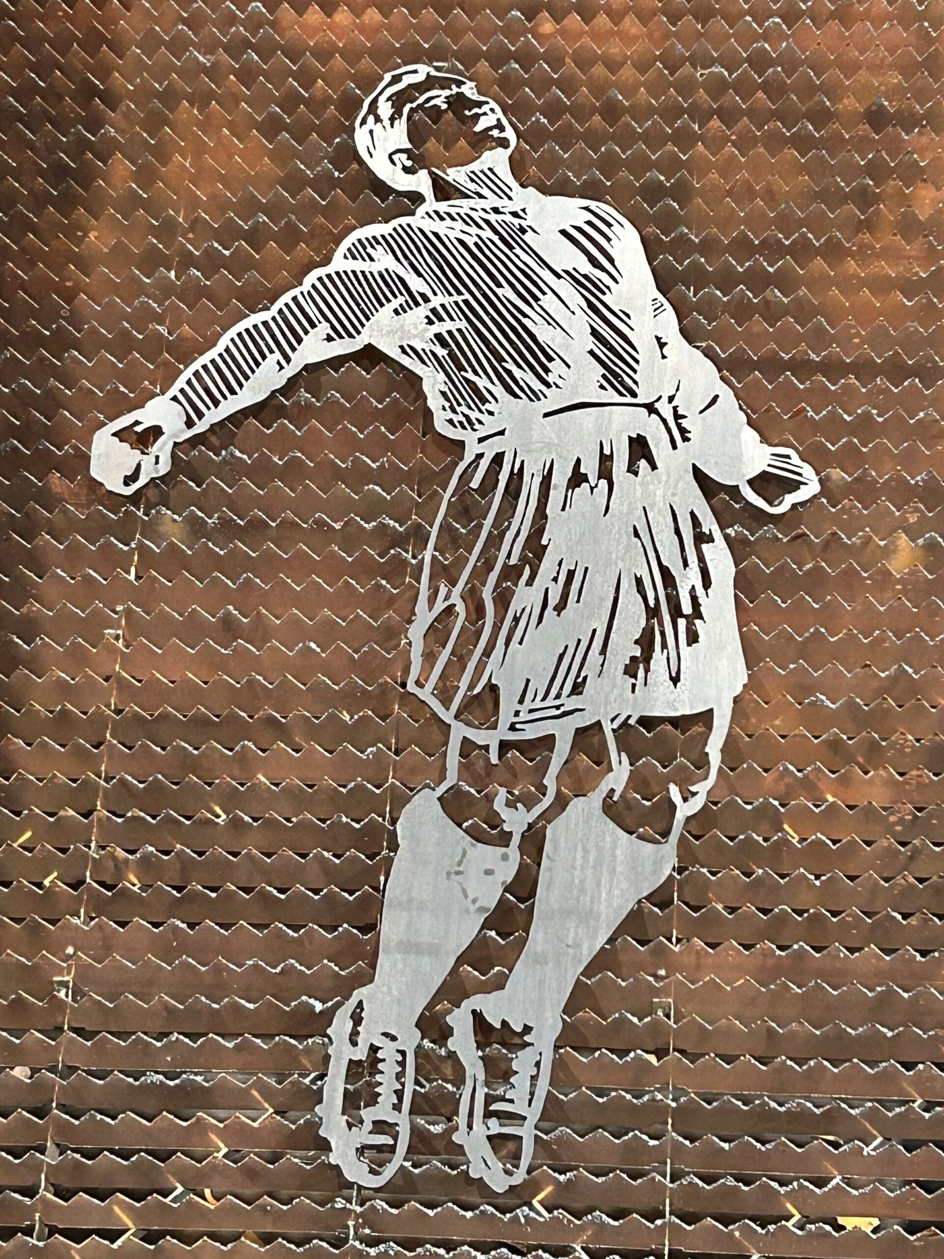 Billy Wright laser cut decorative panel for Honved Monument in Wolverhampton