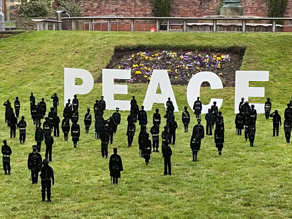 The complete peace monument in Dudley - honoring remembrance through metalwork