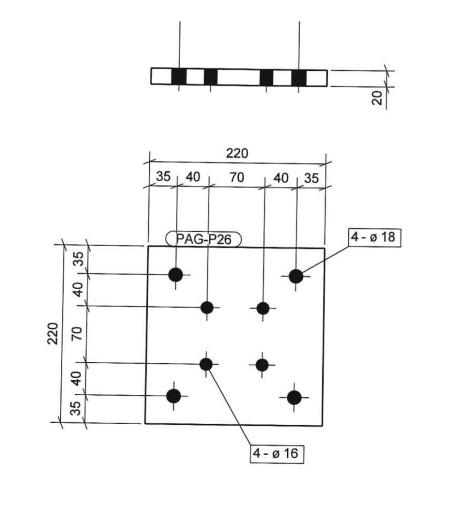 Example of a drawing with dimensions for quoting